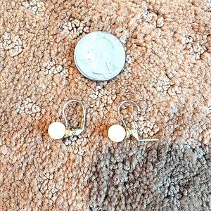 Gold Tone Costume and Faux Pearl Lever Back Earrings